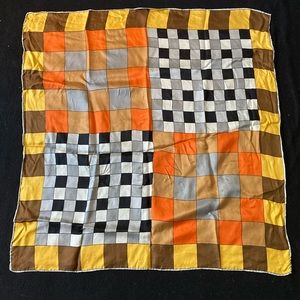 Silk geometric scarf brown and yellow